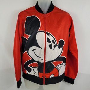 Walt Disney Mickey Mouse Red Varsity Bomber Light Jacket Men's size Medium